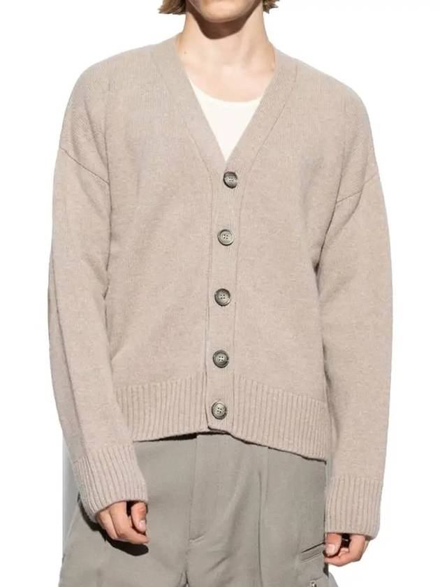 Wool Cashmere Cardigan Beige - AMI - BALAAN 4