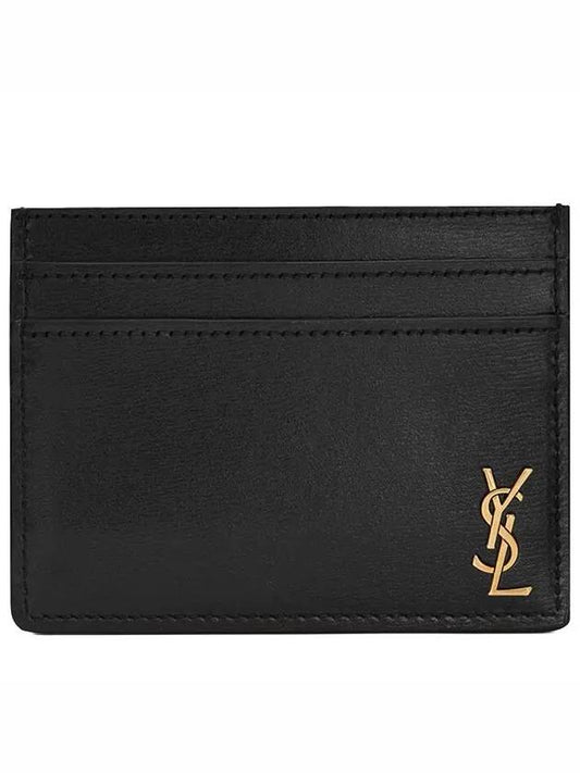 Tiny Monogram Shiny Leather Card Case Black - SAINT LAURENT - BALAAN 2