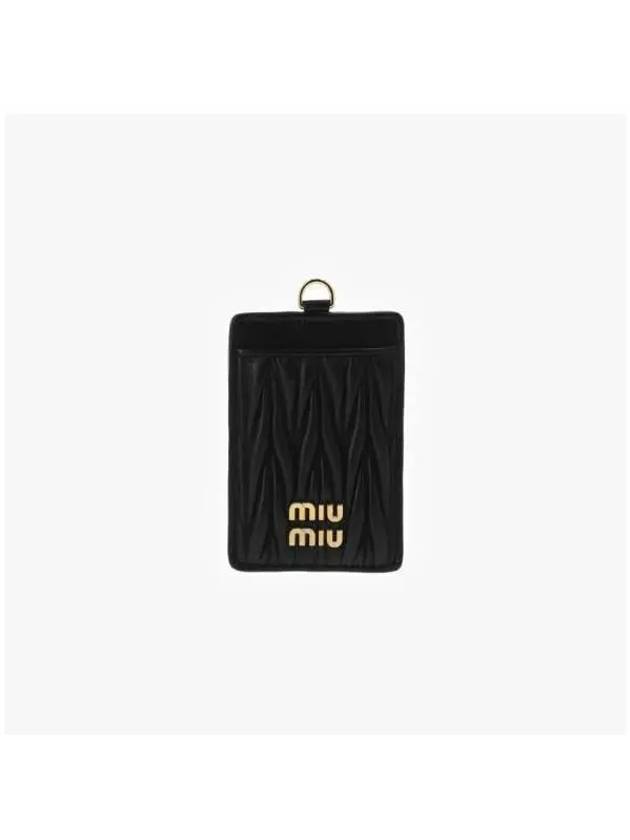 Gold Matelasse Leather Strap Card Wallet Black - MIU MIU - BALAAN 4