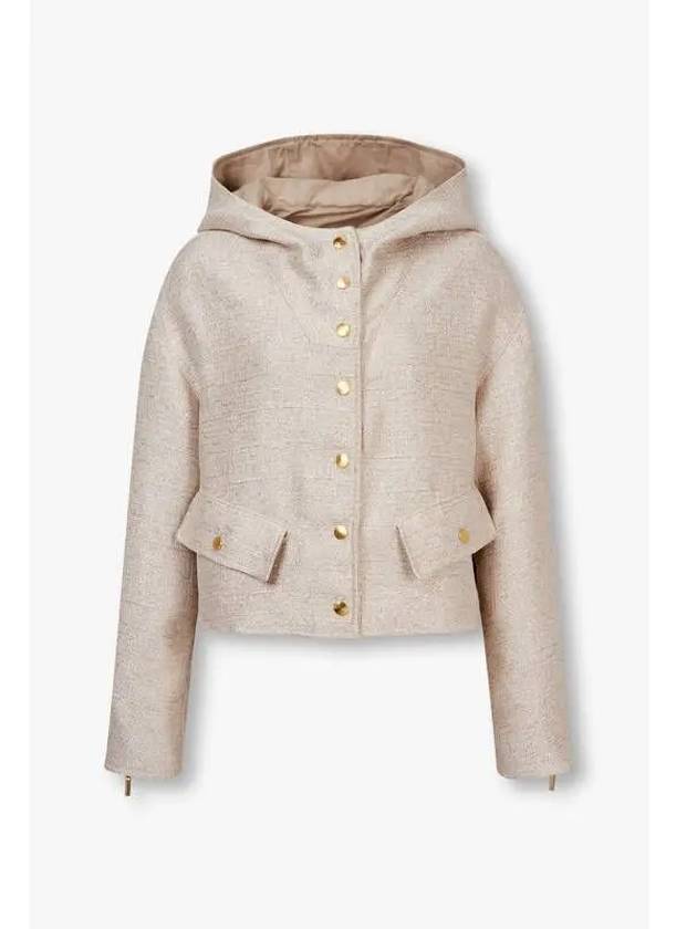 Women s Glitter Hooded Crop Jacket Beige - EMPORIO ARMANI - BALAAN 1