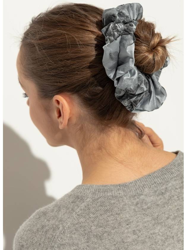 Ganni Hair Scrunchie With Floral Pattern, Women's, Grey - GANNI - BALAAN 2