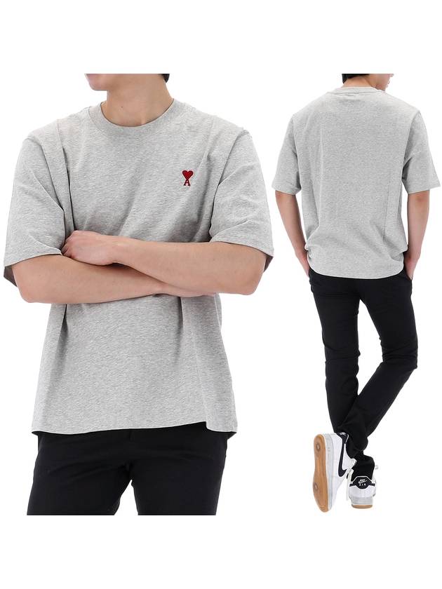 Small Heart Logo Boxy Fit Short Sleeve T-shirt Grey - AMI - BALAAN 2