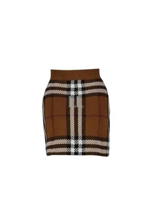 Check Jacquard Mini Pencil Skirt Brown - BURBERRY - BALAAN 2