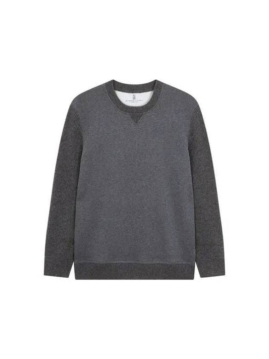 Shimaeul 8th Anniversary 10 e Point 9 8 Men s Rib Tissue Sleeve Sweatshirt Dark Gray 270584 - BRUNELLO CUCINELLI - BALAAN 1