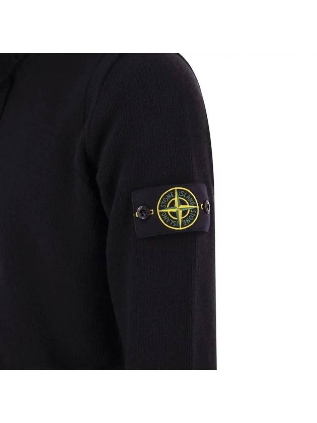 Wappen High Neck Button Up Wool Cardigan Black - STONE ISLAND - BALAAN 5