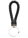 Intrecciato Leather Key Holder  Black - BOTTEGA VENETA - BALAAN 2