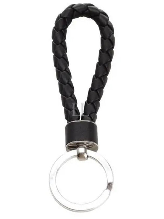 Intrecciato Leather Key Holder  Black - BOTTEGA VENETA - BALAAN 2