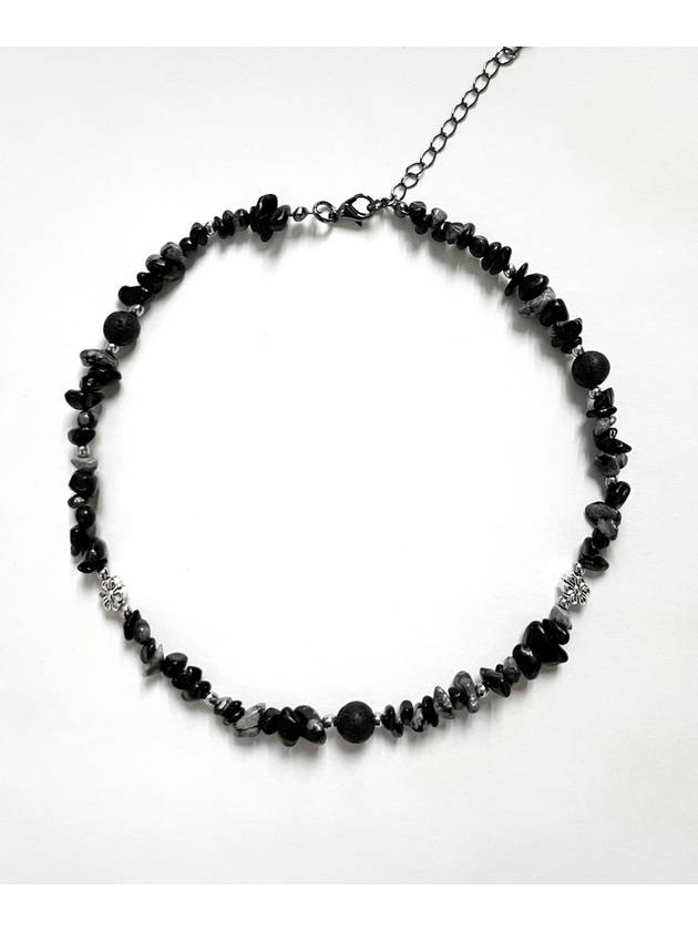 Necklace_NOX BLACK SNOWFLAKE OBSIDIAN Women's Necklace Black - RUBATI - BALAAN 1