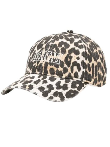 Leopard Print Ball Cap Black - GANNI - BALAAN 1