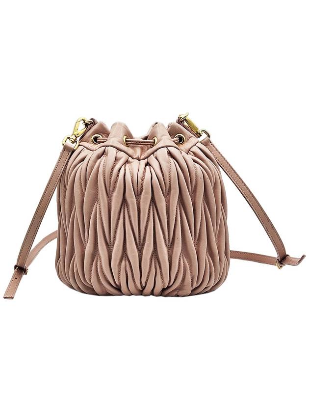 Miu 5BE014 Pink Matelasse Leather Bucket Bag - MIU MIU - BALAAN 4