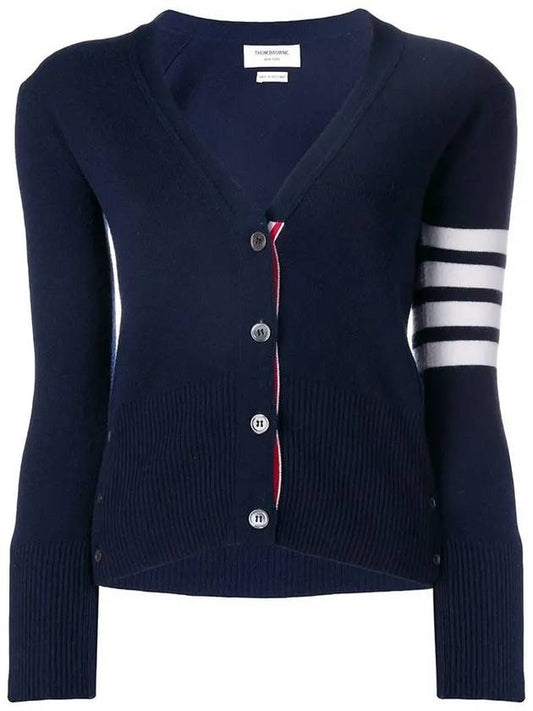 4-Bar V-Neck Cashmere Cardigan Navy - THOM BROWNE - BALAAN 2