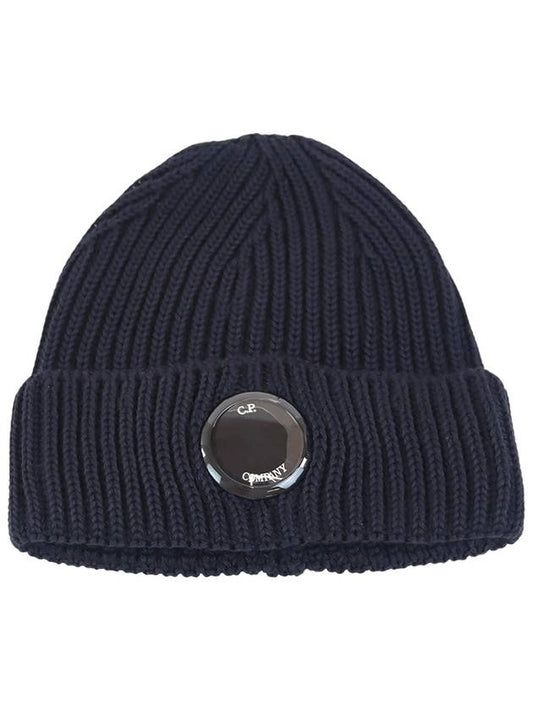 Lens Wappen Extra Fine Merino Wool Beanie Navy - CP COMPANY - BALAAN 2