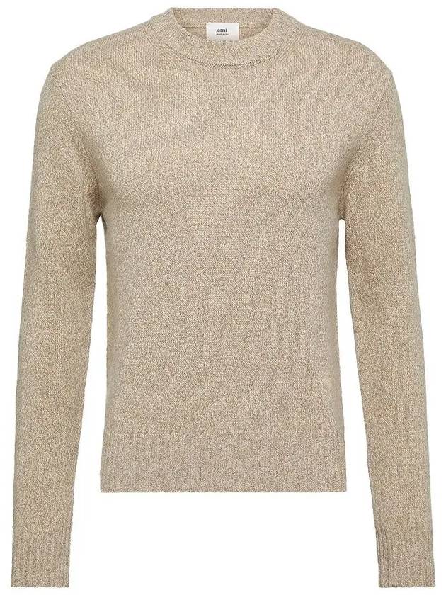 Men's Tonal Cashmere Crew Neck Sweater Champagne - AMI - BALAAN 5