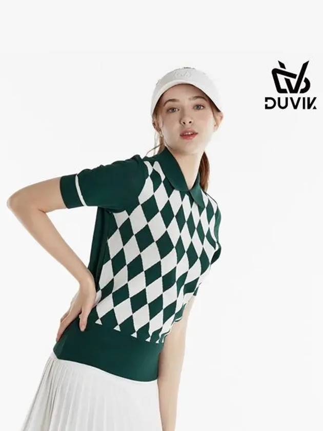 Argyle Pattern Collar Knit Sweater DE2WSW223DG - DUVIK - BALAAN 3