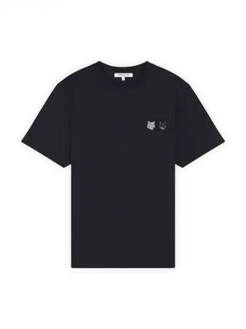 Men s Double Bold Foxhead Patch Comfort T Shirt Black Domestic Product - MAISON KITSUNE - BALAAN 1