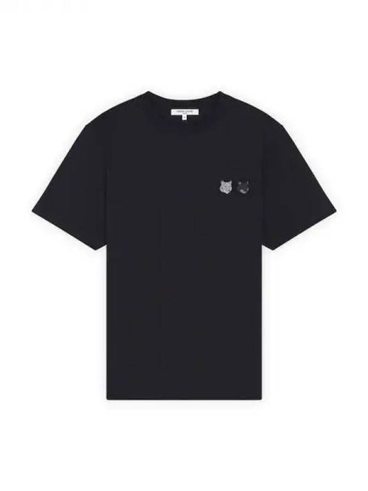 Men s Double Bold Foxhead Patch Comfort T Shirt Black Domestic Product - MAISON KITSUNE - BALAAN 1