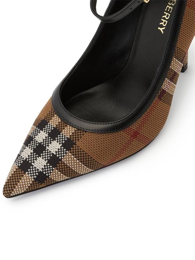 Check Point Toe Knit Pumps Brown - BURBERRY - BALAAN.