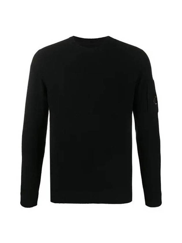 Lens Wappen Crew Neck Knit Top Black - CP COMPANY - BALAAN 1