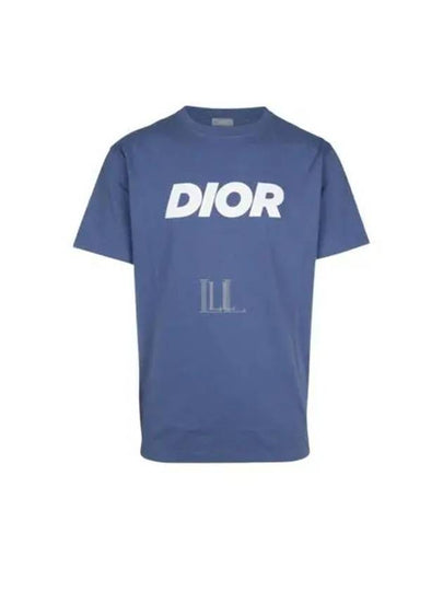 Italic Relaxed-Fit Short Sleeve T-Shirt Blue - DIOR - BALAAN 2