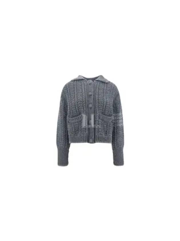 Chunky Links Stitch 4 Bar Polo Merino Wool Cardigan Grey - THOM BROWNE - BALAAN 2