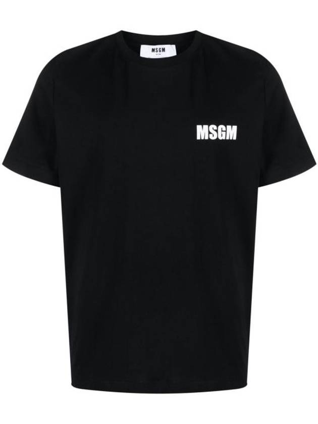 Back Logo Print Cotton Short Sleeve T-Shirt Black - MSGM - BALAAN 4