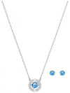 Sparkling Dance Round Earrings Necklace Set Blue Silver - SWAROVSKI - BALAAN 2