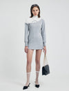 Turtle Neck Double Layered Mini Dress Melange Gray - SAY-_YEON - BALAAN 1