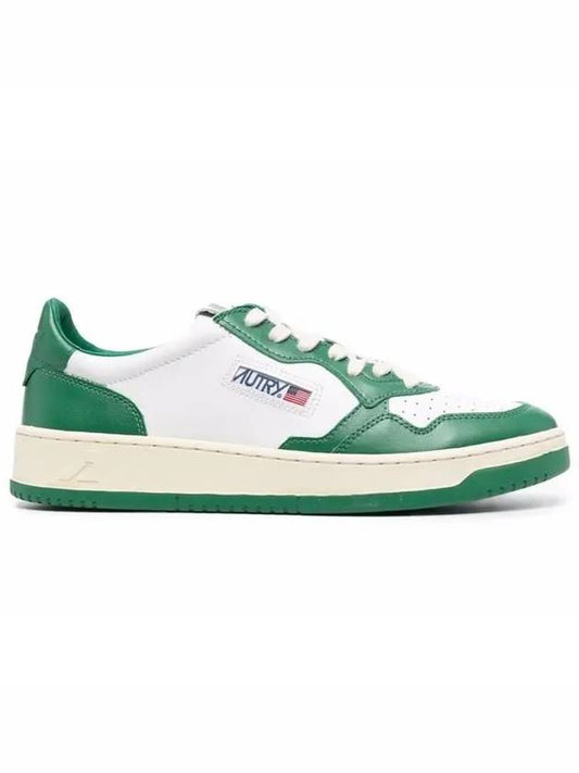 Men's Medalist Leather Low Top Sneakers Green - AUTRY - BALAAN 2