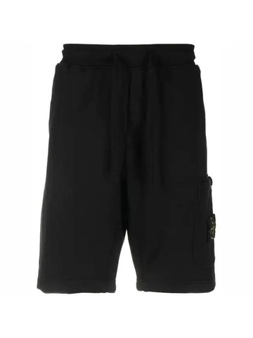 Wappen Patch Pocket Drawstring Shorts Black - STONE ISLAND - BALAAN 1