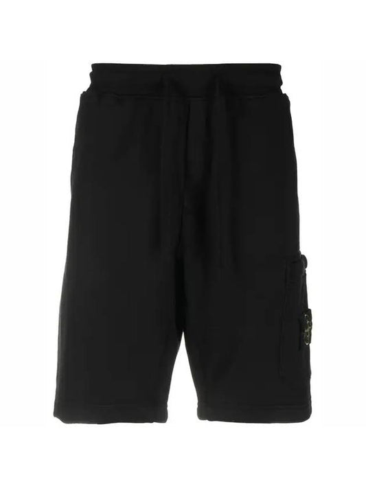 Wappen Patch Pocket Drawstring Shorts Black - STONE ISLAND - BALAAN 1