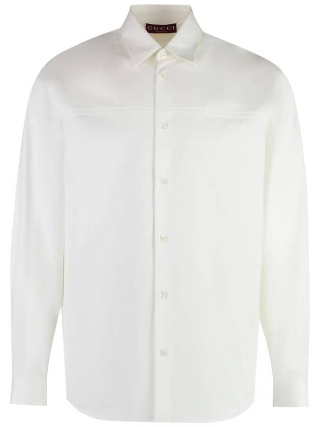 Logo Cotton Long Sleeve Shirt White - GUCCI - BALAAN 2