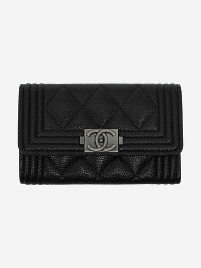 Boy  Flap Card Holder Grained Calfskin Ruthenium Black - CHANEL - BALAAN 2