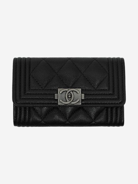 Boy  Flap Card Holder Grained Calfskin Ruthenium Black - CHANEL - BALAAN 2