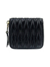 Matelasse Logo Zip Around Half Wallet Black - MIU MIU - BALAAN 3