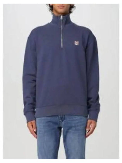 Fox Head Patch Half Zipper Sweatshirt Ink Blue - MAISON KITSUNE - BALAAN 2