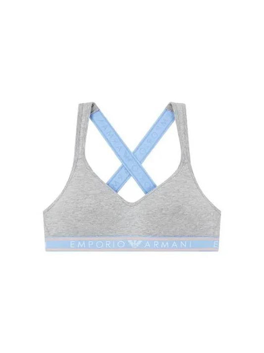 UNDERWEAR Women's Logo Banding Cross Strap Bra Melange Gray 271626 - EMPORIO ARMANI - BALAAN 1