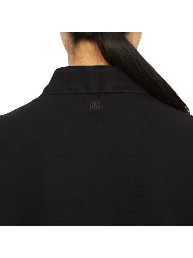 Heart Logo Polo Shirt Black - AMI - BALAAN 7