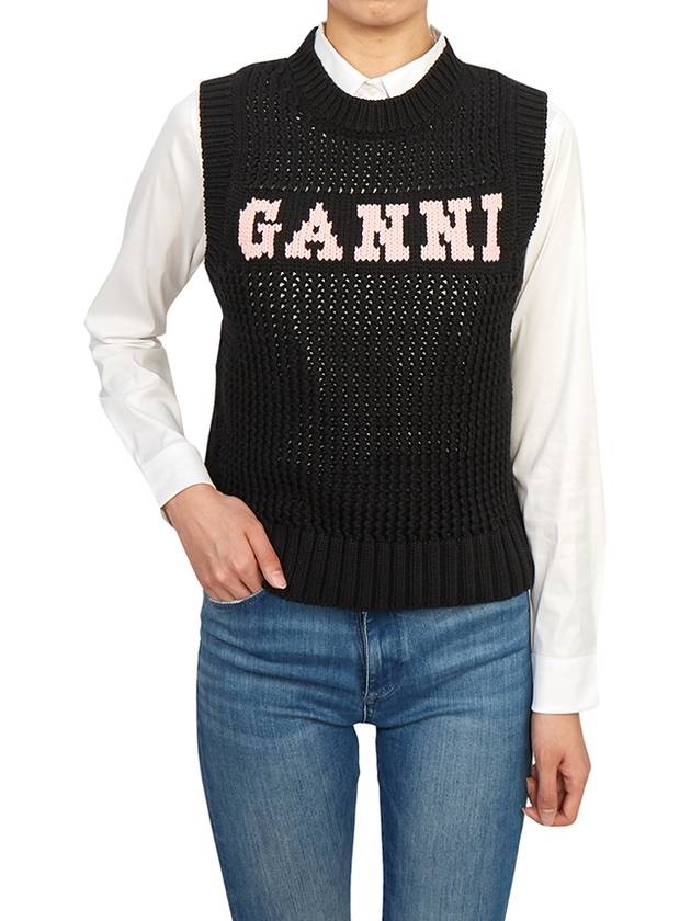 Cotton Rope Vest Black - GANNI - BALAAN 8