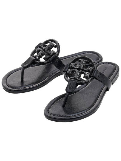 Women's Miller Leather Flip Flops Black - TORY BURCH - BALAAN 2