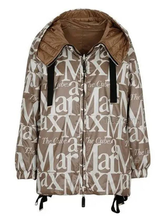 Greenlo Reversible Logo Hooded Padded Brown - MAX MARA - BALAAN 2