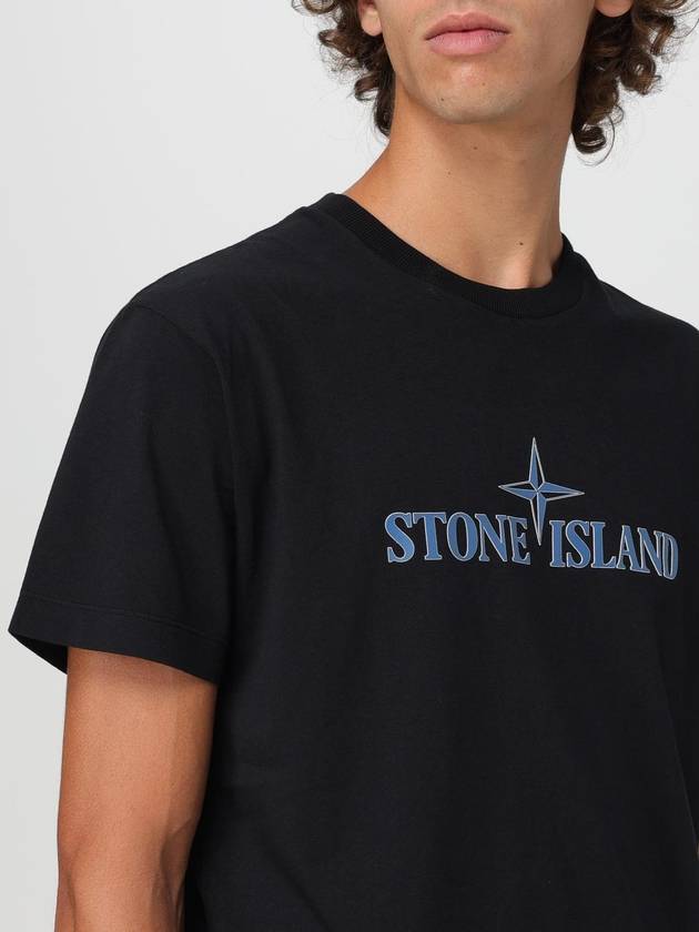 T-shirt Stone Island in cotone con stampa logo - STONE ISLAND - BALAAN 4