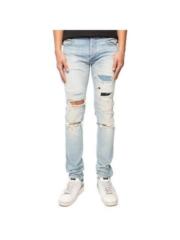 Distressed Ice Biker Jeans Blue - BALMAIN - BALAAN 1