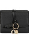 Alphabet Grain Leather Flap Small Half Wallet Black - CHLOE - BALAAN 2