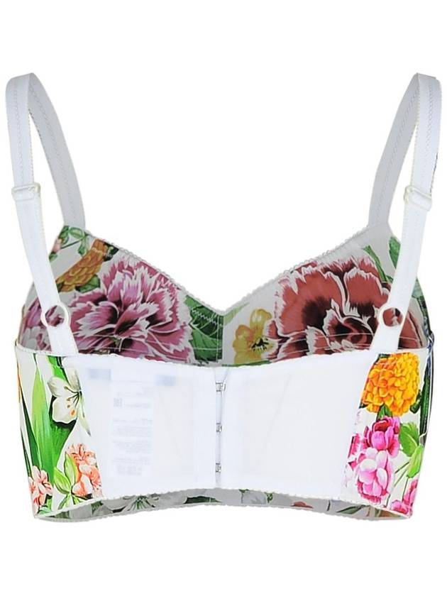 Multicolor Top With All-Over Floral Motif And Adjustable Shoulder Straps In Cotton Blend Woman - DOLCE&GABBANA - BALAAN 3