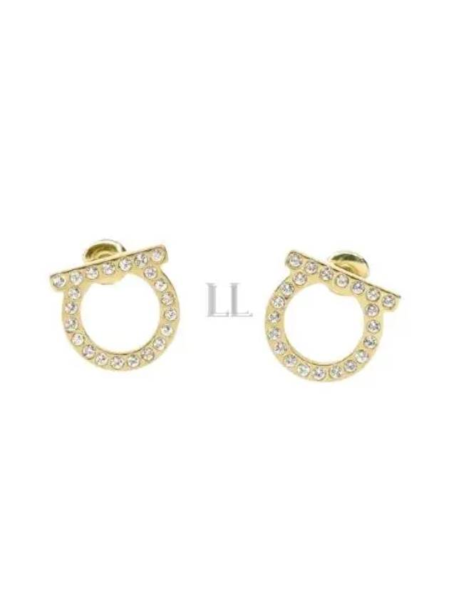 Gancini Crystal Large Earrings Gold - SALVATORE FERRAGAMO - BALAAN 2