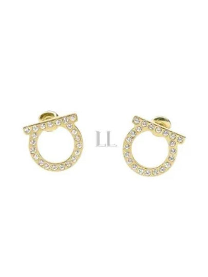 Gancini Crystal Large Earrings Gold - SALVATORE FERRAGAMO - BALAAN 2