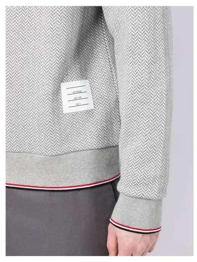 Men's Trimmed Herringbone Cotton Sweatshirt Grey - THOM BROWNE - BALAAN 5