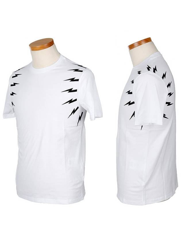 Lightning Bolt Short Sleeve T-Shirt White - NEIL BARRETT - BALAAN 3