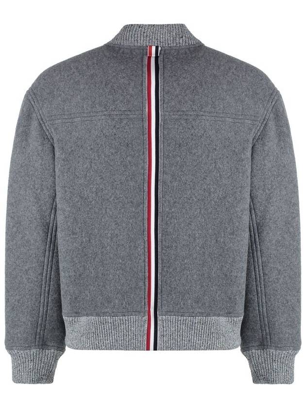 Fleece Stripe Wool Bomber Jacket Light Grey - THOM BROWNE - BALAAN 3