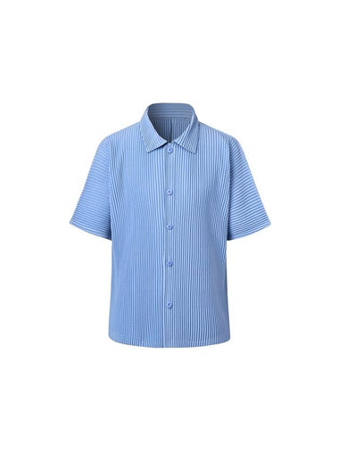 Full Open Pleated Short Sleeve Shirt Light Blue - MONPLISSE - BALAAN 1